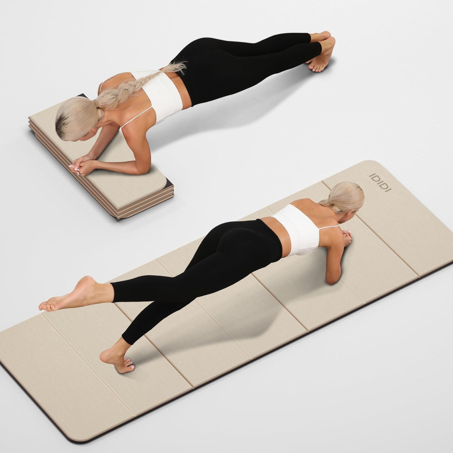 IDIDI Foldable Yoga Mat Extra Thick 0.32 Inches（8mm） - SGS Certified POE Material Exercise Mat, Non-Slip Design Fitness Mats, Multi-Purpose Workout Mats for Studio or Home Use
