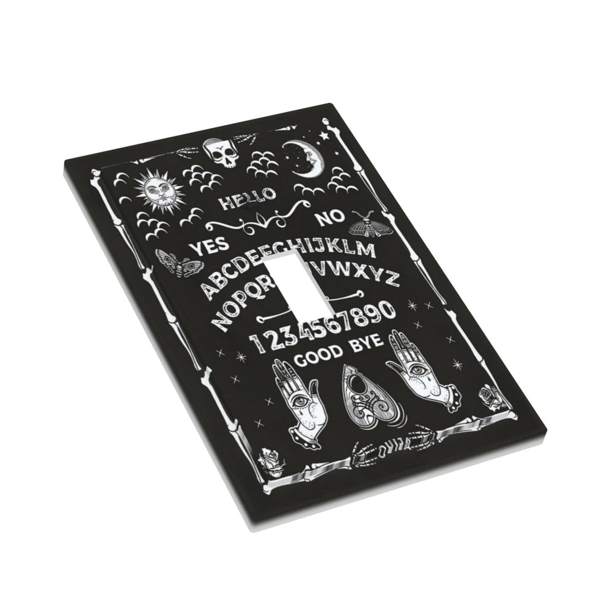 Wpshijia Black Witchy Skeleton Skull Gothic Sun Moon 1 Gang Novelty Light Switch Covers Decorative Unique Single Toggle Wall Plate Switchcover Electrical Switchplate for Bathroom Bedroom Decor