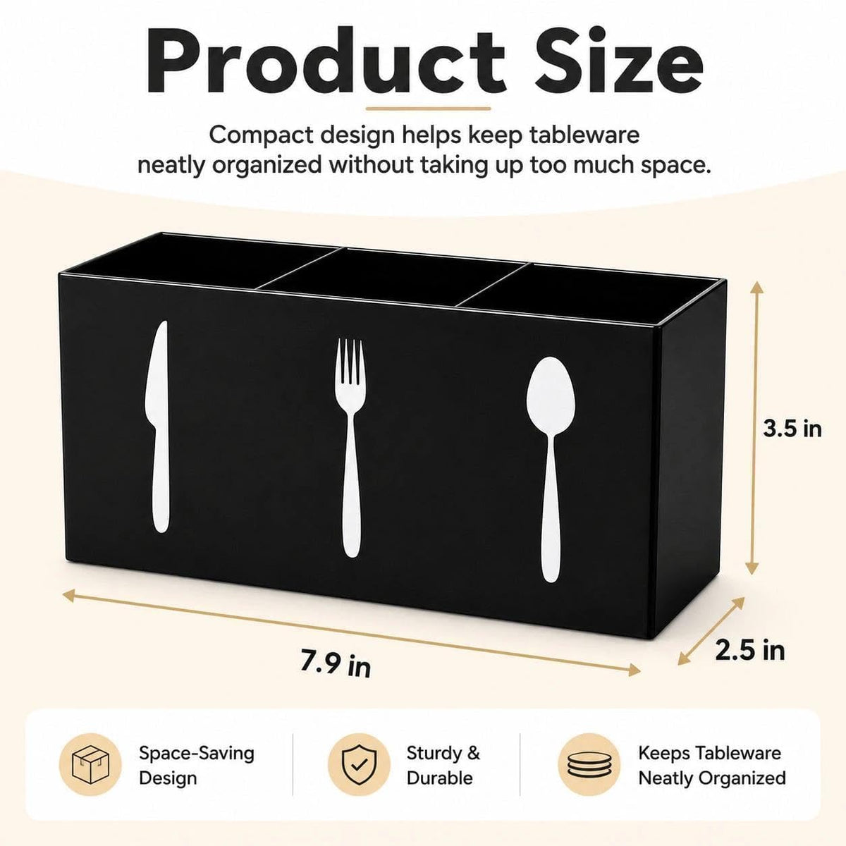 Eselatin 3 Compartments Silverware Caddy,Plastic Utensil Holder for Kitchen Countertop,Party Silverware Holder,Lfork Spoon Knife Organizer, Black