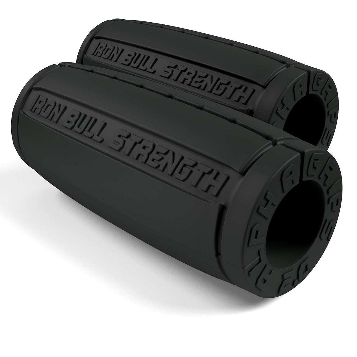 Iron Bull Strength Alpha Grips 2.0 - Extreme Arm Blaster - Best Dumbbell and Barbell Thick Bar Adapter (Charcoal)