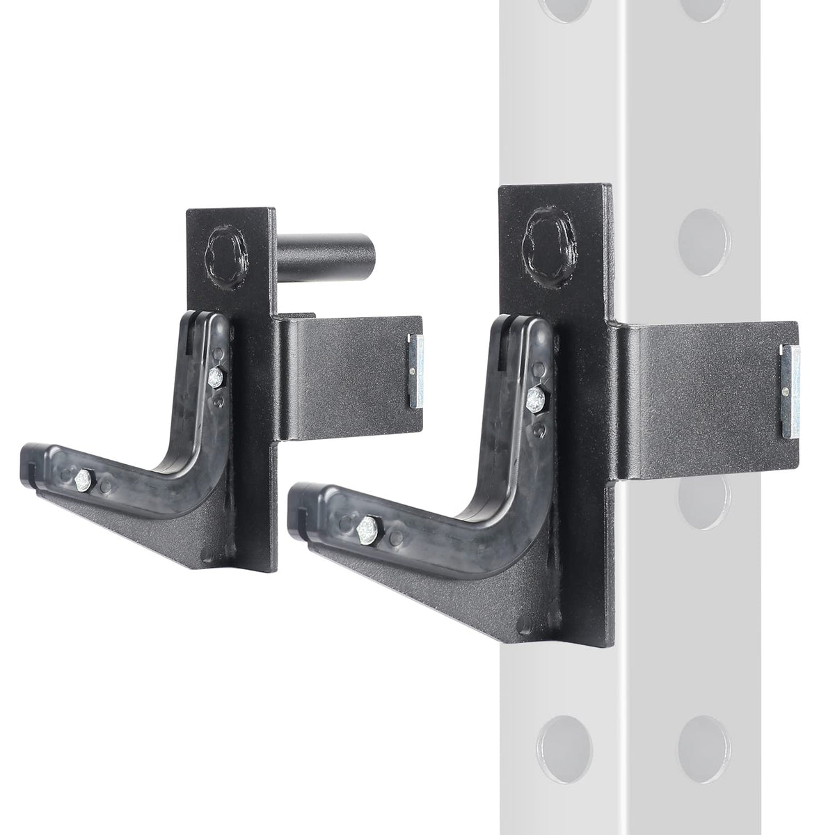 SYL Fitness J-Hooks for 3x3" Power Rack with 1" Hole, Barbell Holder/Squat Rack Accessories J Cups