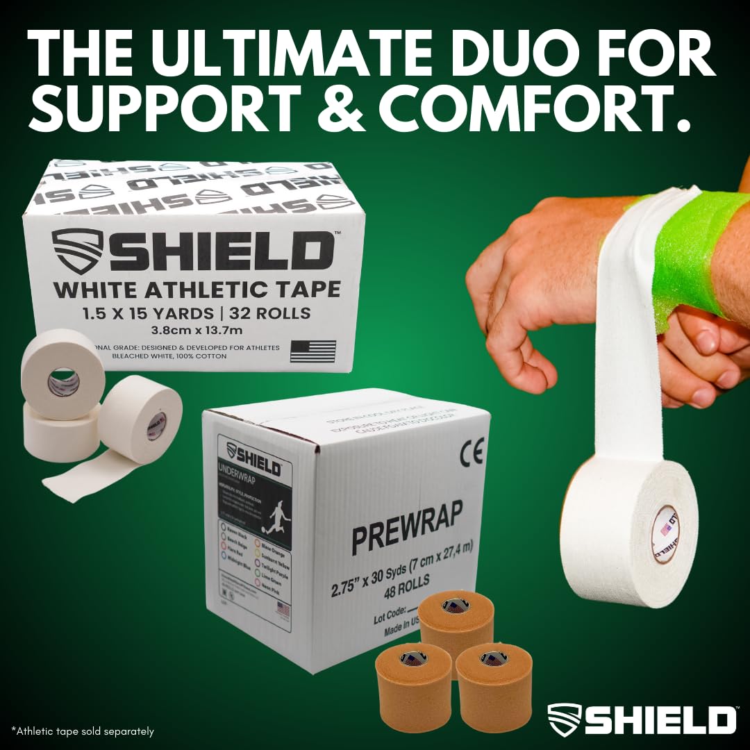 Shield Athletic Underwrap | Bulk Case of 48 Rolls of PreWrap, 2.75" X 30 SYards (Red)
