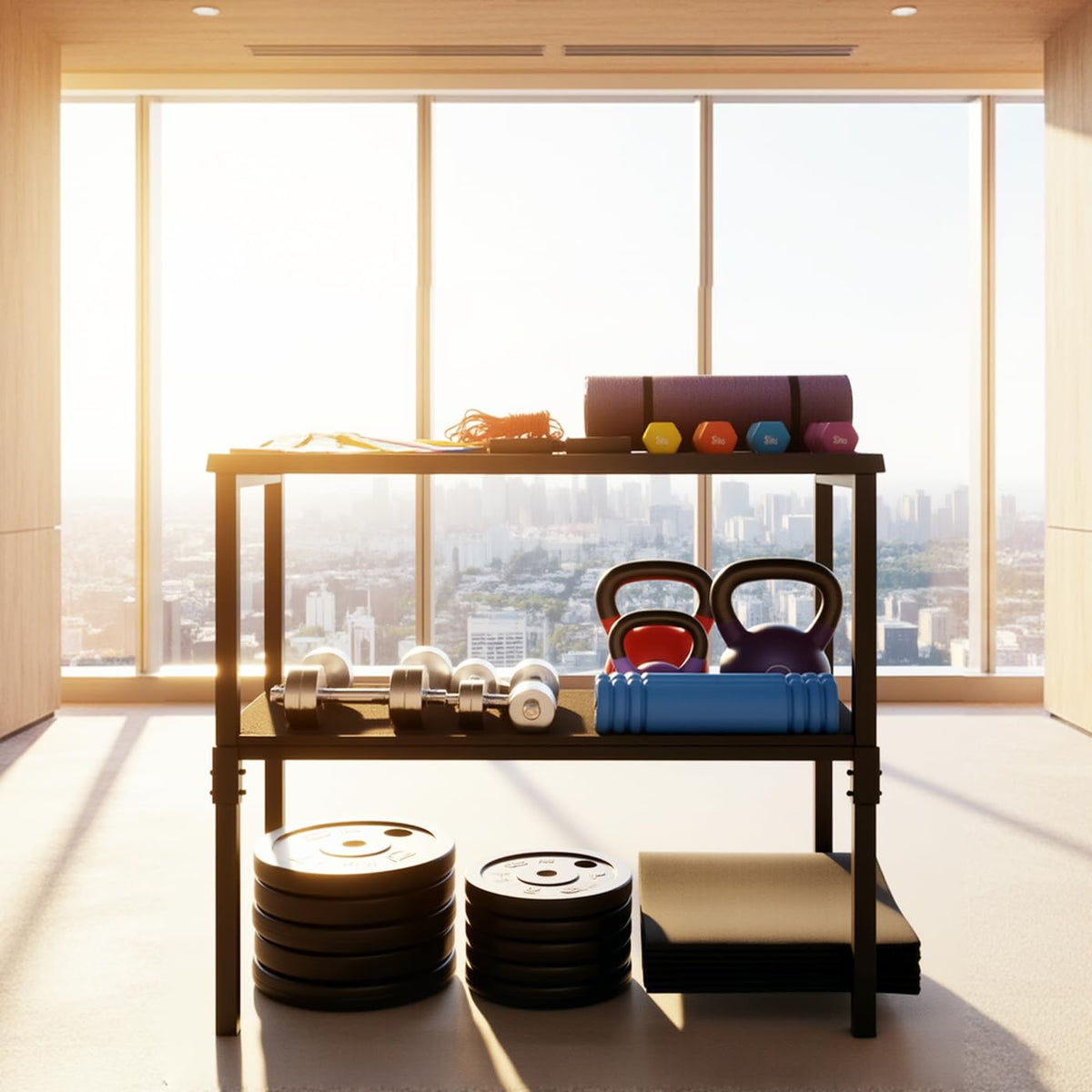 Commercial Heavy Duty Adjustable Dumbbell Stand & Kettlebell Stand, Adjustable Dumbbell Weight Rack, Kettlebell Storage Rack, Weight Rack for Garage/Home Gym/Commercial with Non-Slip Base, Anti-Tip Safety & Space-Saving Design, Weight Capacity 500/600/800