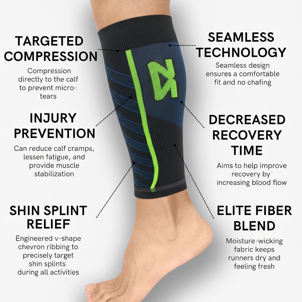 Zensah Featherweight Compression Leg Sleeves - Relieve Shin Splints, Calf Strains (Fuchsia, Large)