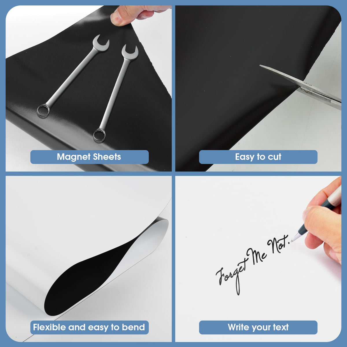 AISIMEE Blank Magnetic Sheet Roll,24”x 10’Strong Magnet Sheets Flexible Roll,30Mil Thickness Magnetic Paper Non Adhesive,White Vinyl Front-Printable-Sign Sheet Safe for Vehicles DIY Craft Projects