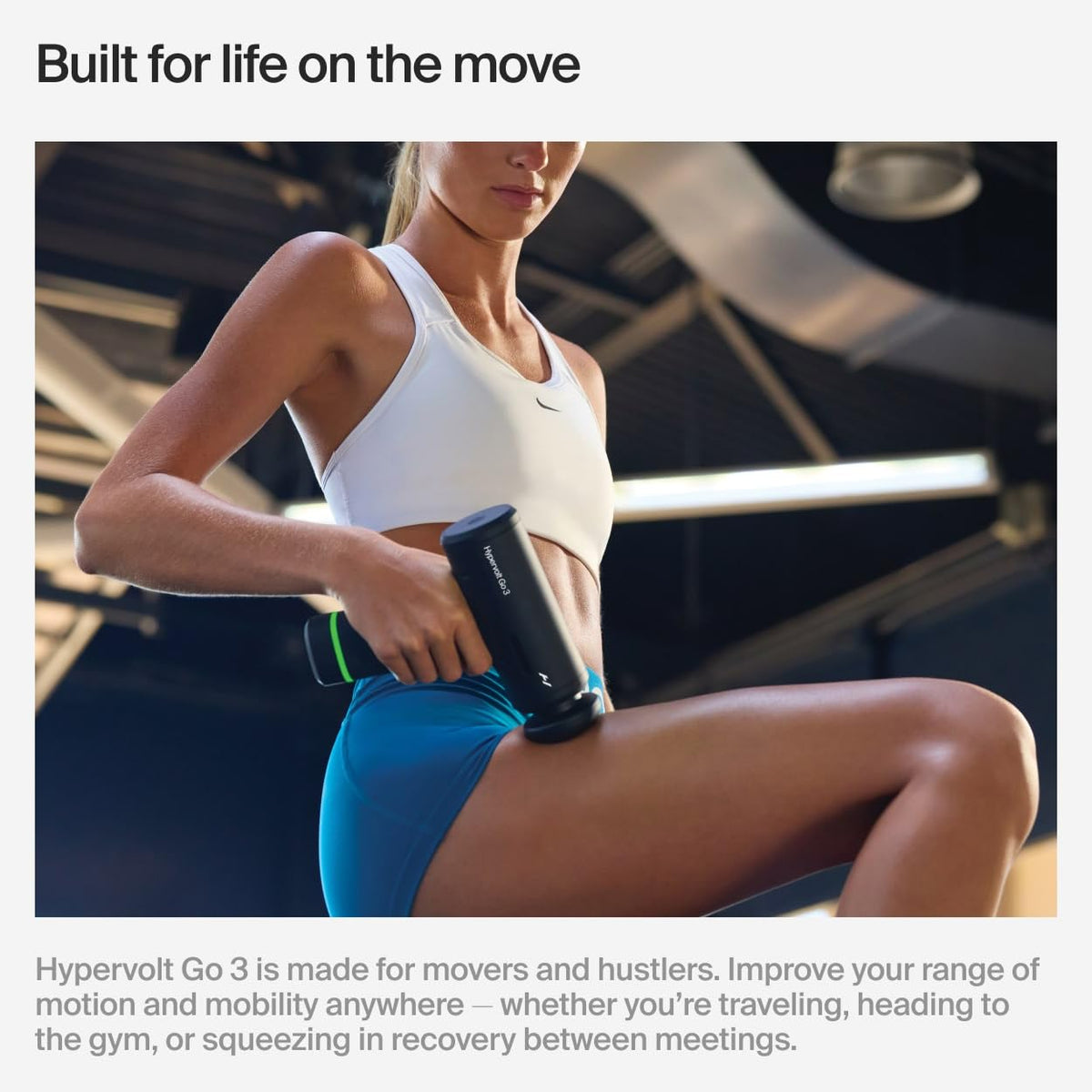Hyperice Hypervolt Go 3 – Compact Handheld Percussion Massage Gun with QuietGlide Technology | 3 Speeds, Portable Lightweight Design | Helps Relieve Muscle Soreness and Improve Recovery
