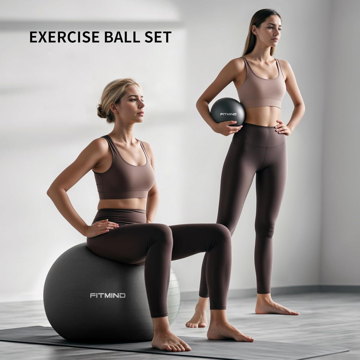 FITMIND Yoga Ball set-55cm&25cm(Black)