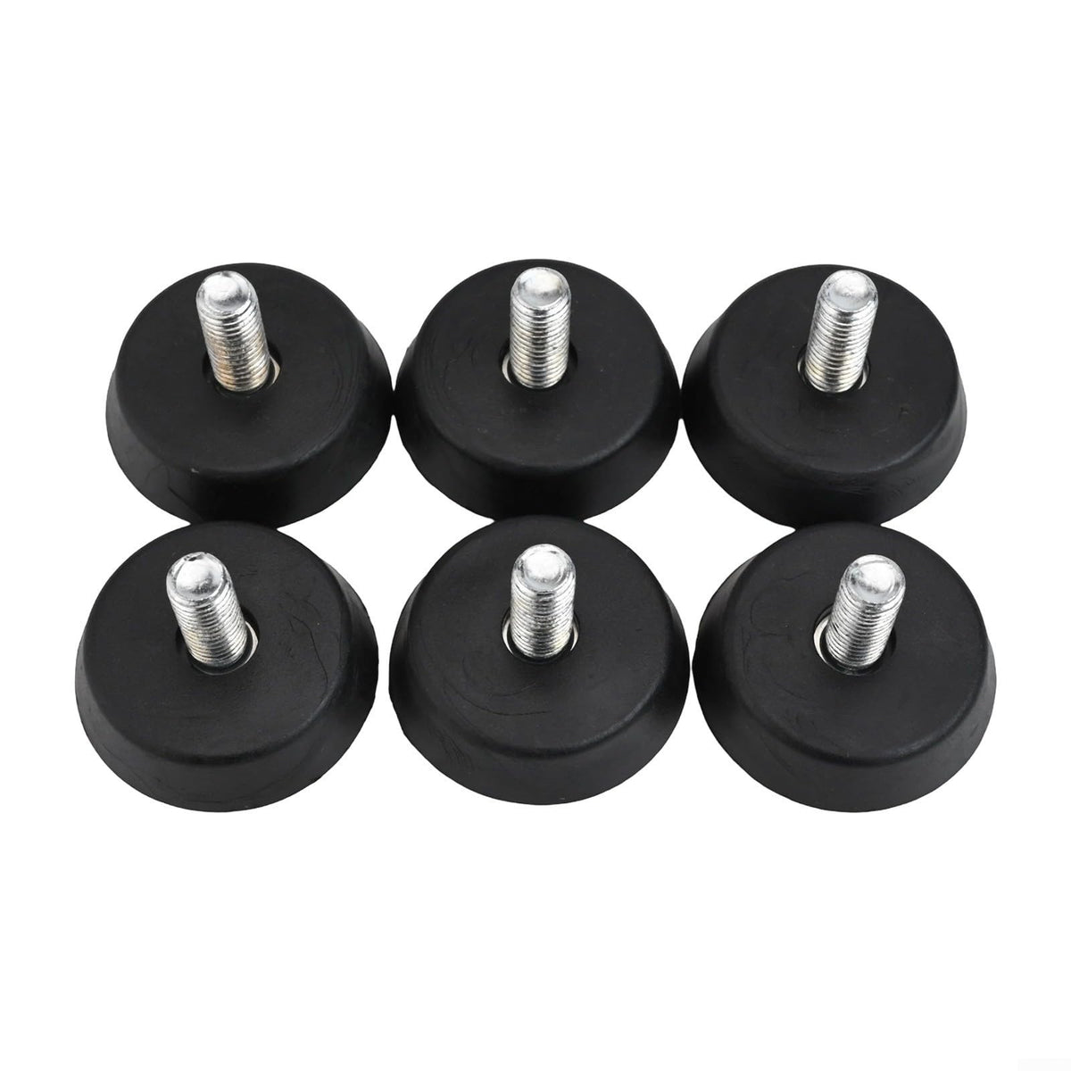 6pcs 3/8" Exercise Bike Foot Pads, Rubber Non-Slip Shock Absorption Pads for Stable Quiet Workouts, Anti-Vibration Leveling Feet with Wavy Grip Texture, Easy Install Replacement Parts, Black