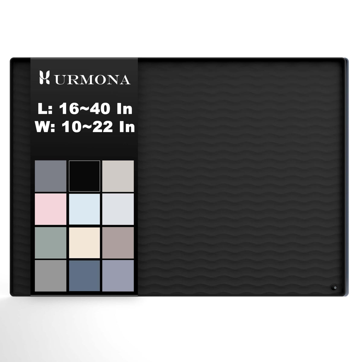 URMONA 22'' x 19'' Waterproof Silicone Under Sink Mat Cabinet and Counter Protector, Shelf Liner for Kitchen and Bathroom, Storage and Organizers, Litter Mat, Pet Cat Puppy Essentials（Black）