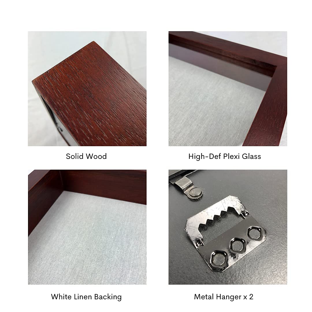 ILOT 11"x14" Solid Wood Mahogany Display Shadow Box Frame - Solid Wood Memory Box for Keepsakes (Picture Box, Military, Wedding, Graduation, and Flower Shadow Box)