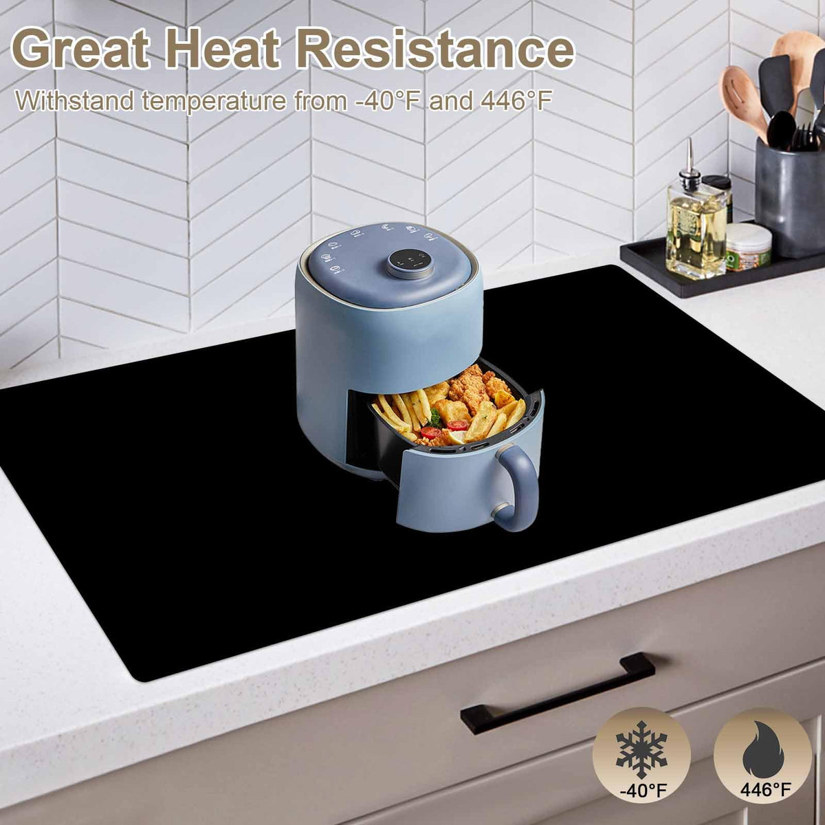 120"x24"(305cmx60cm) Large Silicone Kitchen Counter Mat, Heat Resistant Non-Slip Countertop Protector, Waterproof Multipurpose Mat for Kitchen Island, Semitransparent