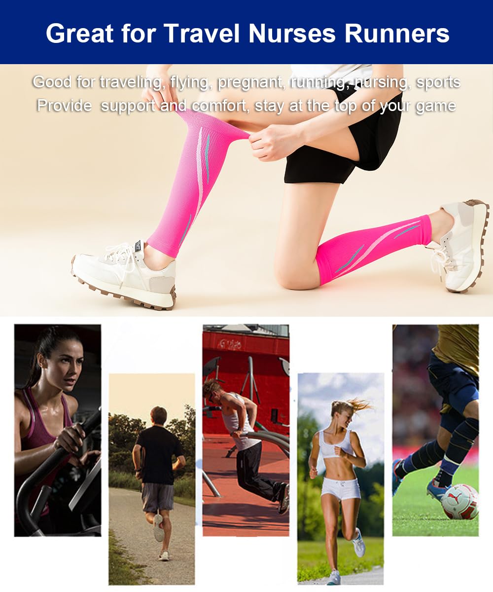 SUJAYU Leg Compression Sleeve Calf Compression Sleeve Women Compression Socks for Flying, Shin Compression Sleeve Shin Splint Relief (Black, S/M)