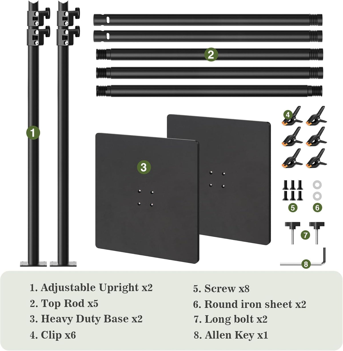 Backdrop Stand 10x10 ft Adjustable Photo Backdrop Stand Kit, Heavy Duty Pipe and Drape Photography Background Support with Flat Metal Base for Wedding, Party, Video Studio, Birthday, Black