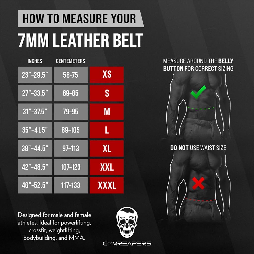 Gymreapers Leather Weightlifting Belt for Bodybuilding, Squatting, Lower Back Support & Back Pain - Real Leather, Adjustable Buckle Sizing - Men & Women - (L)