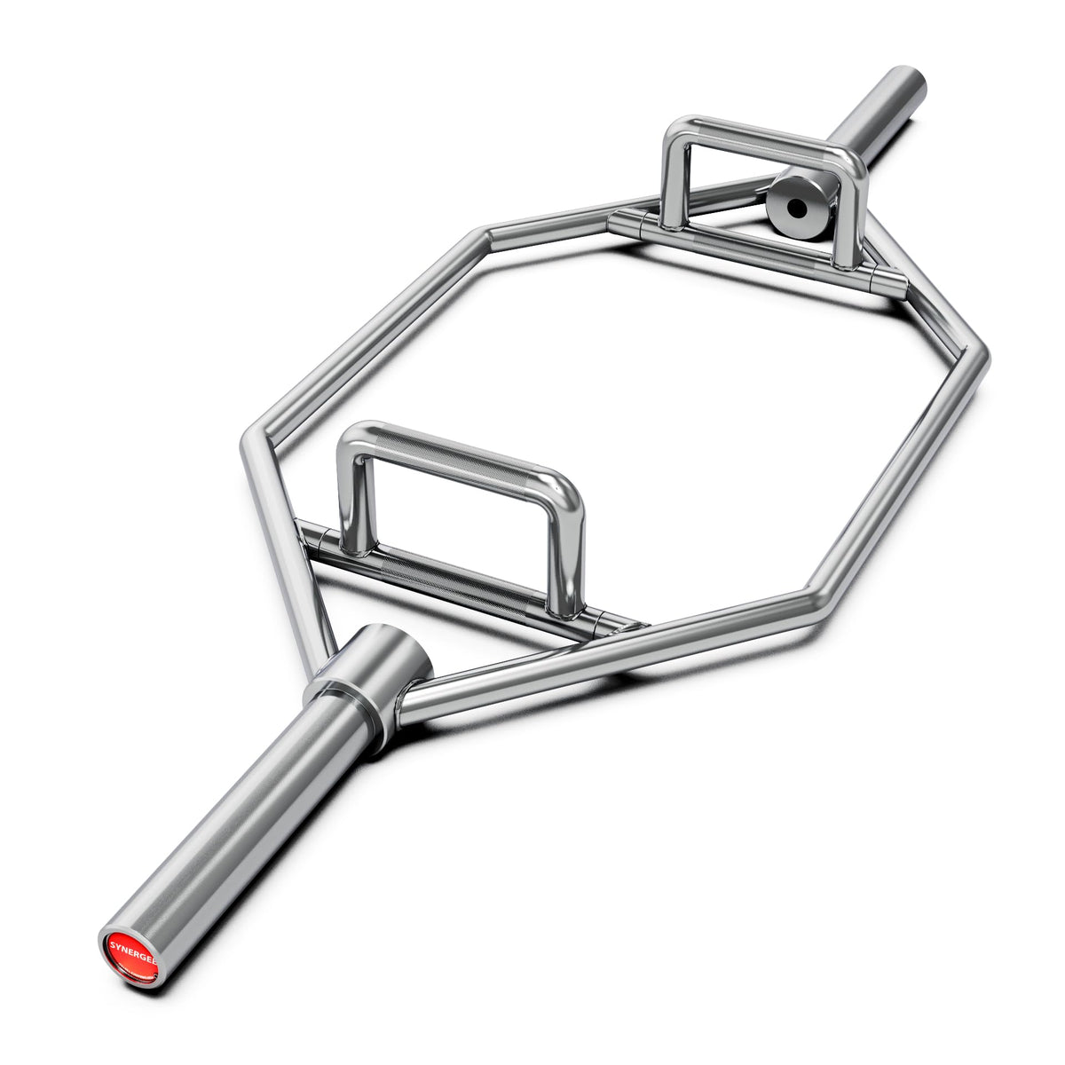 Synergee 25kg Chrome Olympic Hex Barbell Trap Bar with Two Handles for Squats, Deadlifts, Shrugs and Power Pulls. 56” Long Bar with 10” Sleeve.