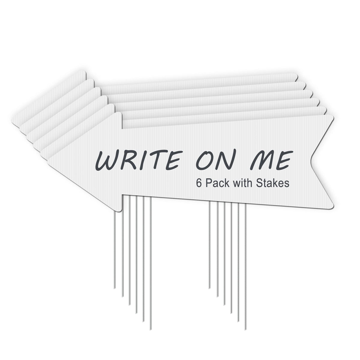 Blank Arrow Signs With Stakes 6 Pack - 17 x 6 Inches Wedding Directional Yard Signs, This Way Arrow Birthday Party Signs