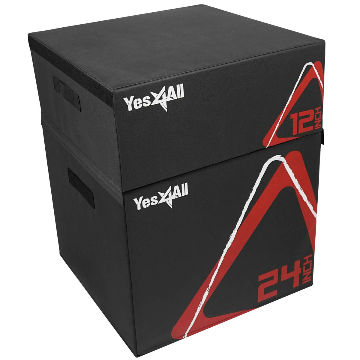 Yes4All Adjustable Soft Plyo Box – Available in 6, 12, 18 and 24-inch Box Sizes (K. Black - 12" + 24")