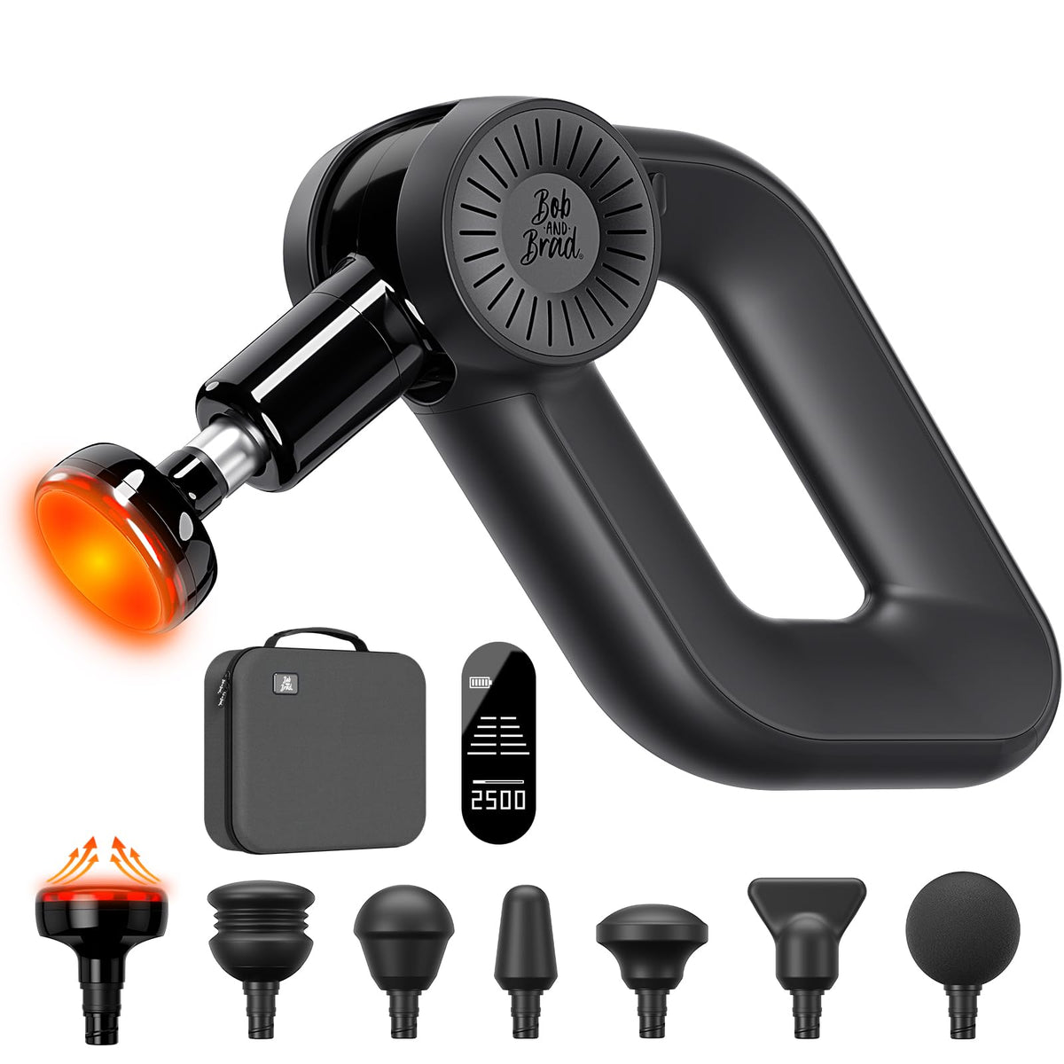BOB AND BRAD D6 Pro Plus Massage Gun with Heat, Deep Tissue Percussion with 16mm Amplitude, Professional Muscle Massager Gun for Athletes, Quiet Electric Handheld Massager