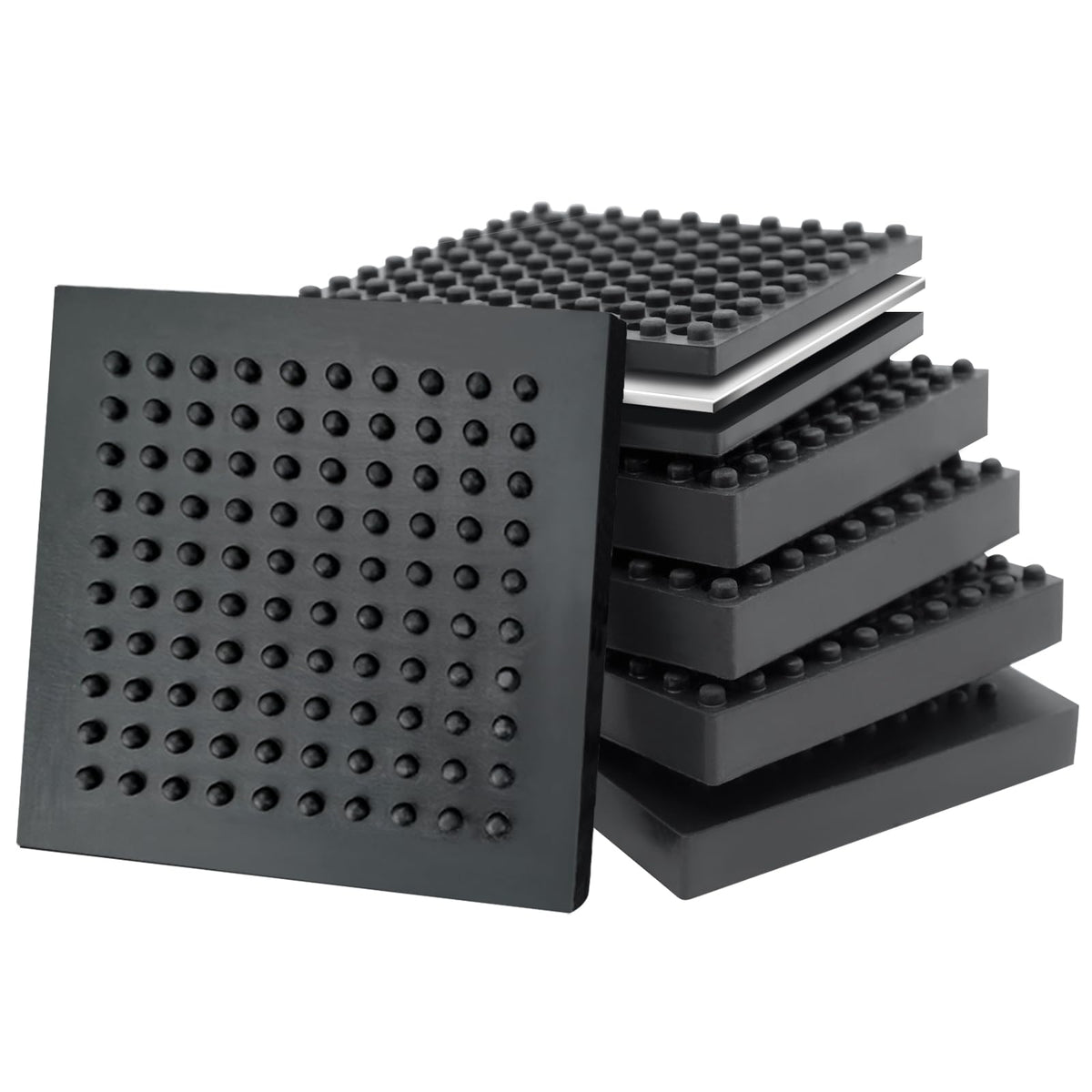 BXI Exercise Equipment Mat Heavy Duty - 6 x 6 x 0.8 Inches 6 Pcs Non Slip Noise Reduction Anti Vibration Treadmill Stationary Bike Mats, Thick Steel Embedded Rubber Pad for Hardwood Floors & Carpet