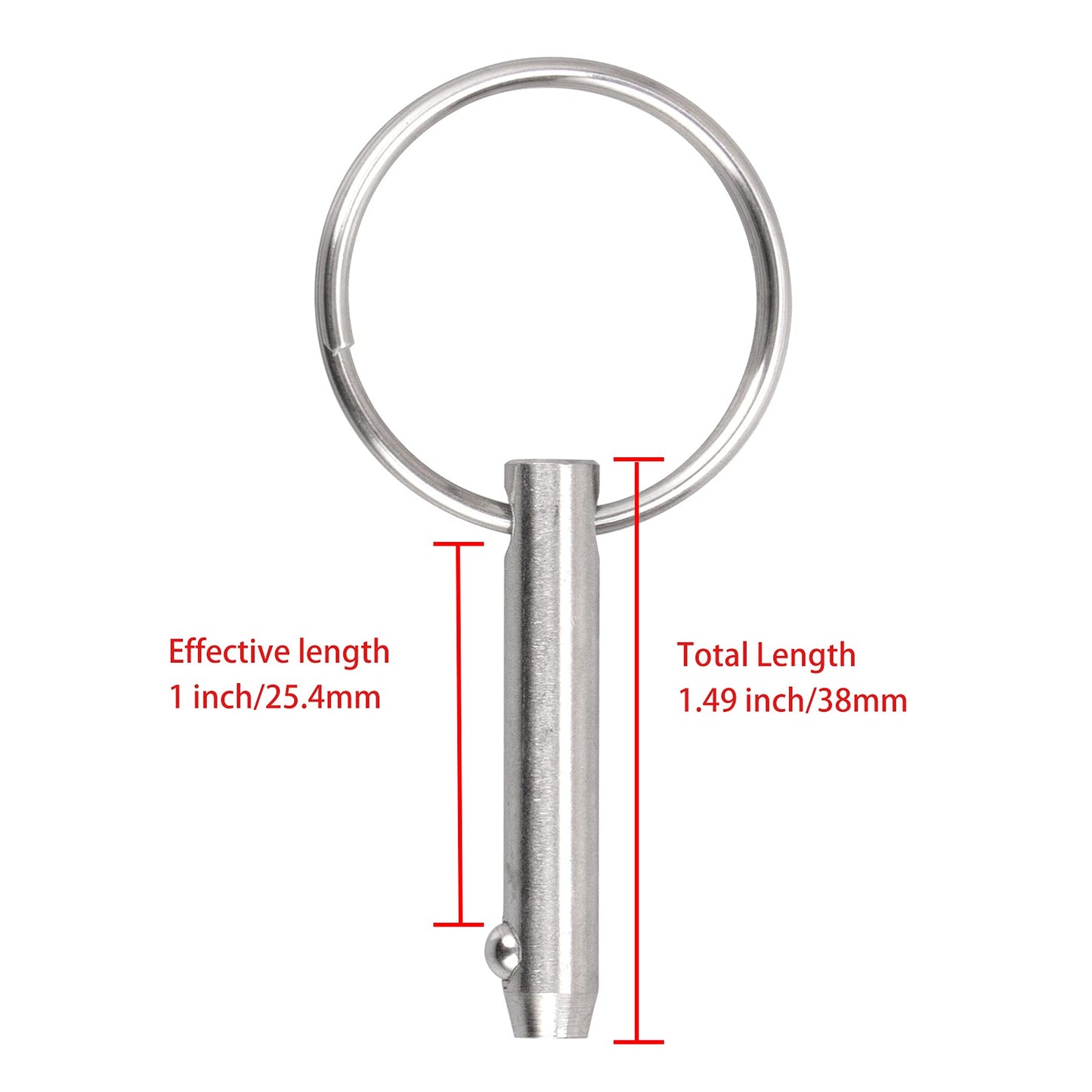 Quick Release Pin Bimini Top Pin Diameter 0.25 Inch, Total Length 1.49 Inch, Effective Length 1 Inch, Full 316 Stainless Steel for Boat Bimini Top Deck Hinge (4 Pieces)