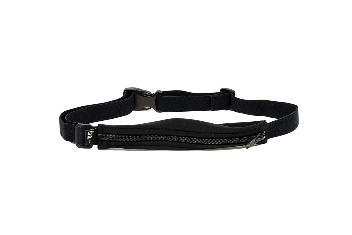 SPIbelt Running Belt Original for Women Men, Phone Holder for Running, Running Fanny Pack, Holder for Phone, Running Waist Pack, Adjustable, [Fits All Phones]. No Logo Band, Black with Black Zipper