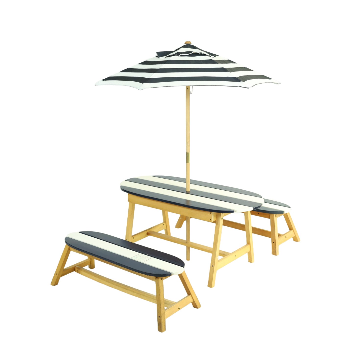 shifmall Naturally Playful Kids Picnic Table with Umbrella, Indoor/Outdoor Fun, Dark Blue Poplar Wood