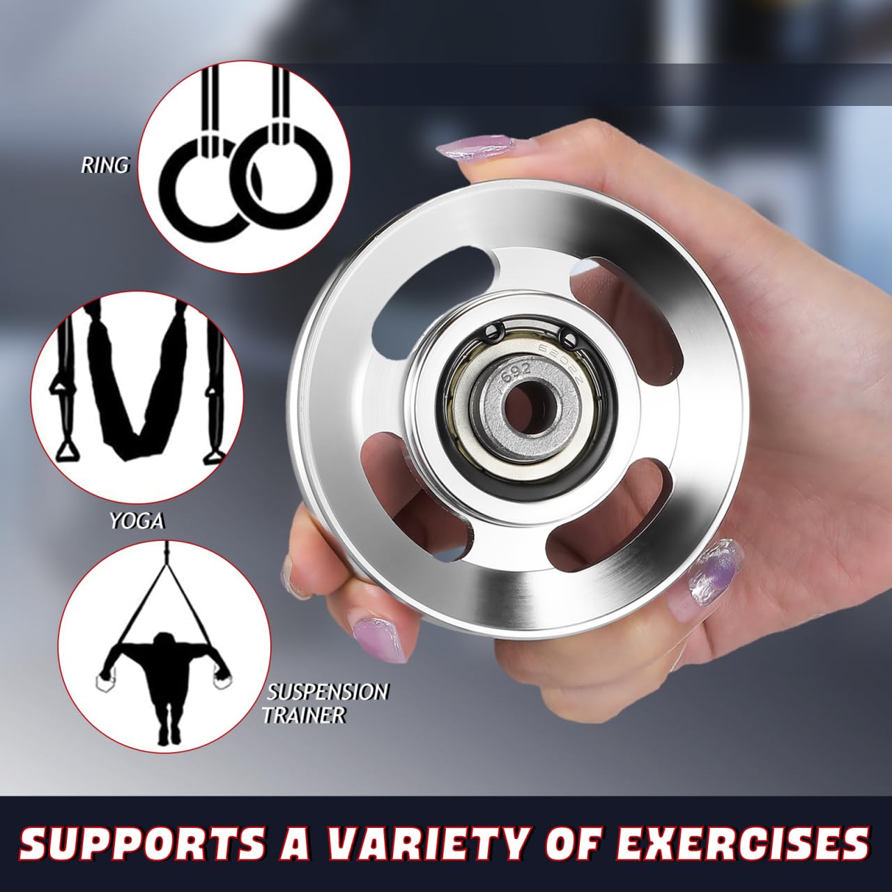 Kichvoe Aluminum Pulley Wheel 3.46 Inch Heavy Duty Gym Pulley for Cable Machines Replacement Exercise Equipment Fitness Accessories
