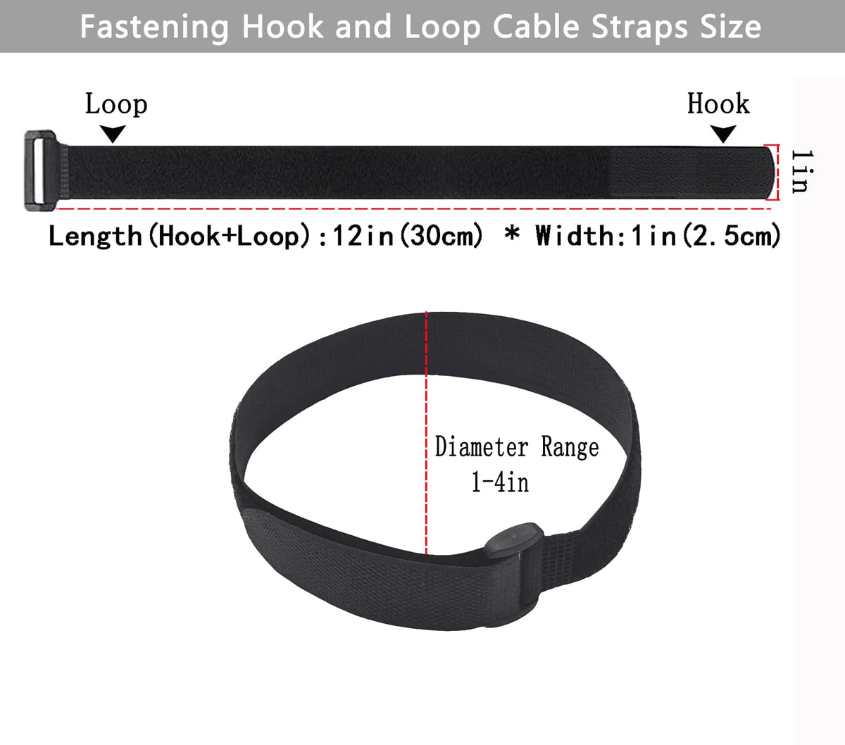 HUAHAITGCH 20 Pack (12 x 1 Inch) Reusable Fastening Cable Straps,Adjustable Multi-Purpose Hook and Loop Straps Nylon Cable Ties for Wire Cable Management Home Office Garage Outdoor Organization