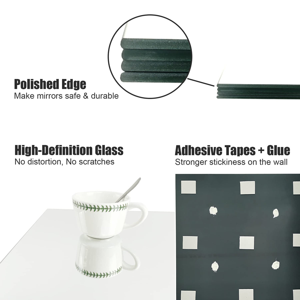 TRAHOME Home Gym Mirror Tiles for Wall, 14"x12"x12PCS Full Length Home Gym Workout Mirror for Garage, Bedroom, Living Room, Over The Door
