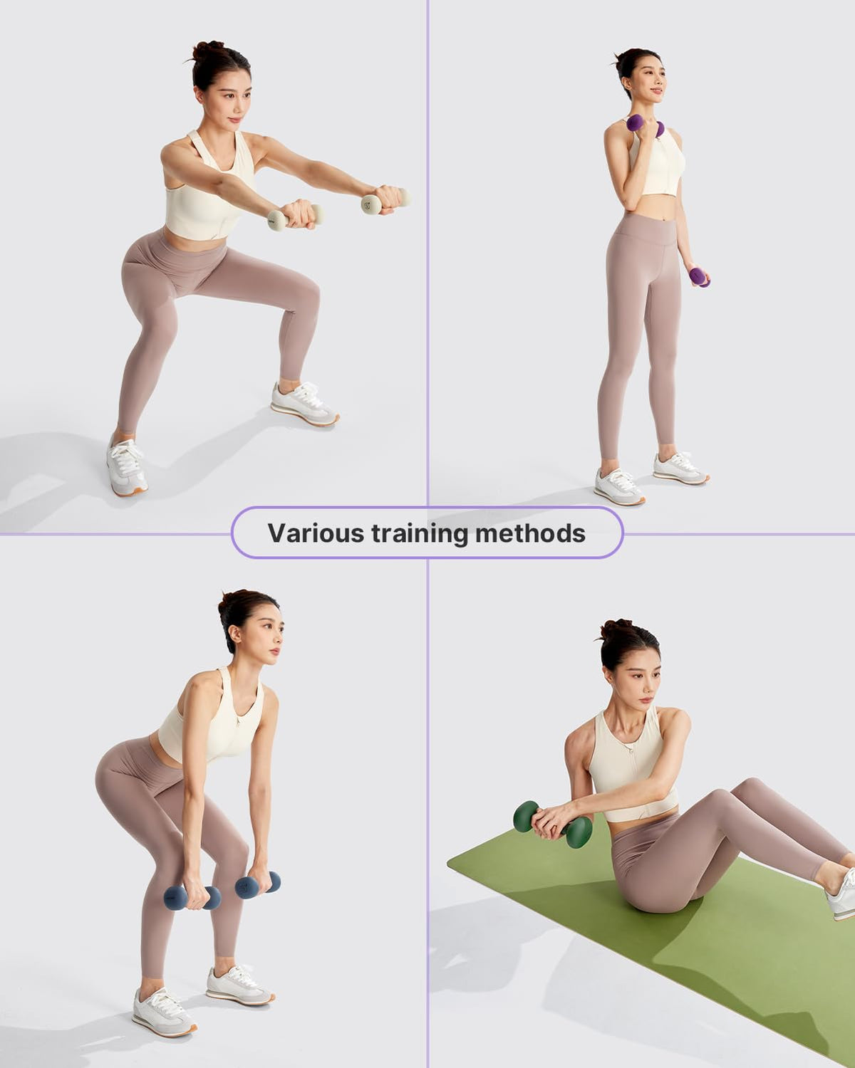 YOTTOY Weights Dumbbells Set for Women,3 Pound Dumbbells Set of 2, Non-Slip Hand Weights for Home Workouts, Portable Strength Training Neoprene dumbbells (Purple, 3LB-Pair)