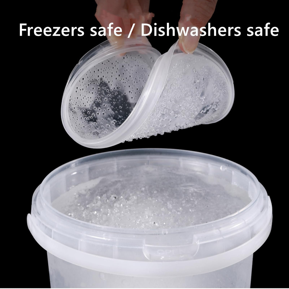 ToppYuanZea 24 Pack Ice Cream Bucket with Lids and Handles, 25OZ/ 33OZ Clear Plastic Rum Bucket Cocktail Drinks Containers, Plastic Food Storage Pail Tub for Summer Cold Drink Beach Parties