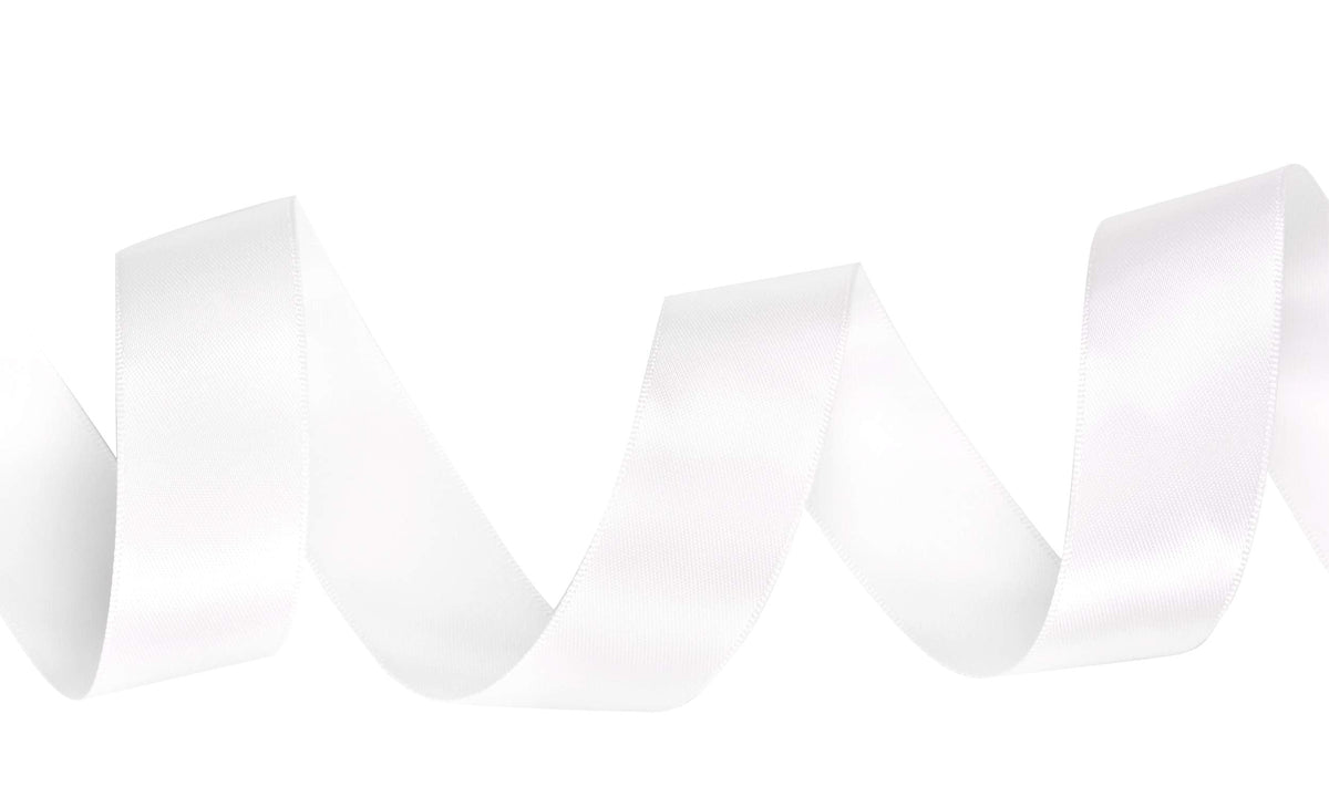 YAMA Double Face Satin Ribbon - 1 inch 25 Yards for Gift Package Wrapping,Floral Design,Hair Bow Clip Making,Crafting,Sewing,Wedding Decor,White