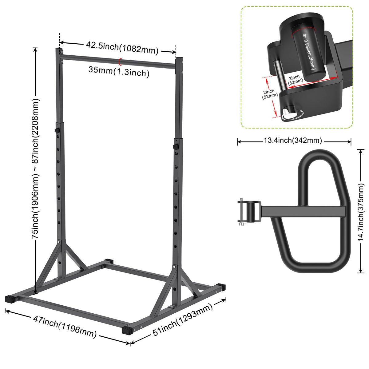 SELEWARE Adjustable Pull Up Station, Multifunction Dip Station and Multi-Grip Handles, Fully Welded, 500 lbs Capacity, Home Gym Equipment