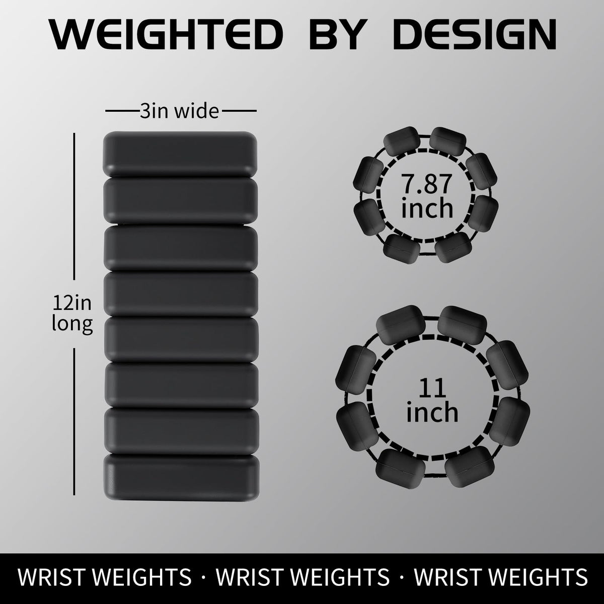 Spectent Ankle & Wrist Weights for Women – Adjustable Silicone Wrist & Ankle Weights, Wearable Arm/Leg Set for Pilates, Yoga, Walking & Strength Training (1lbs Pair Black)
