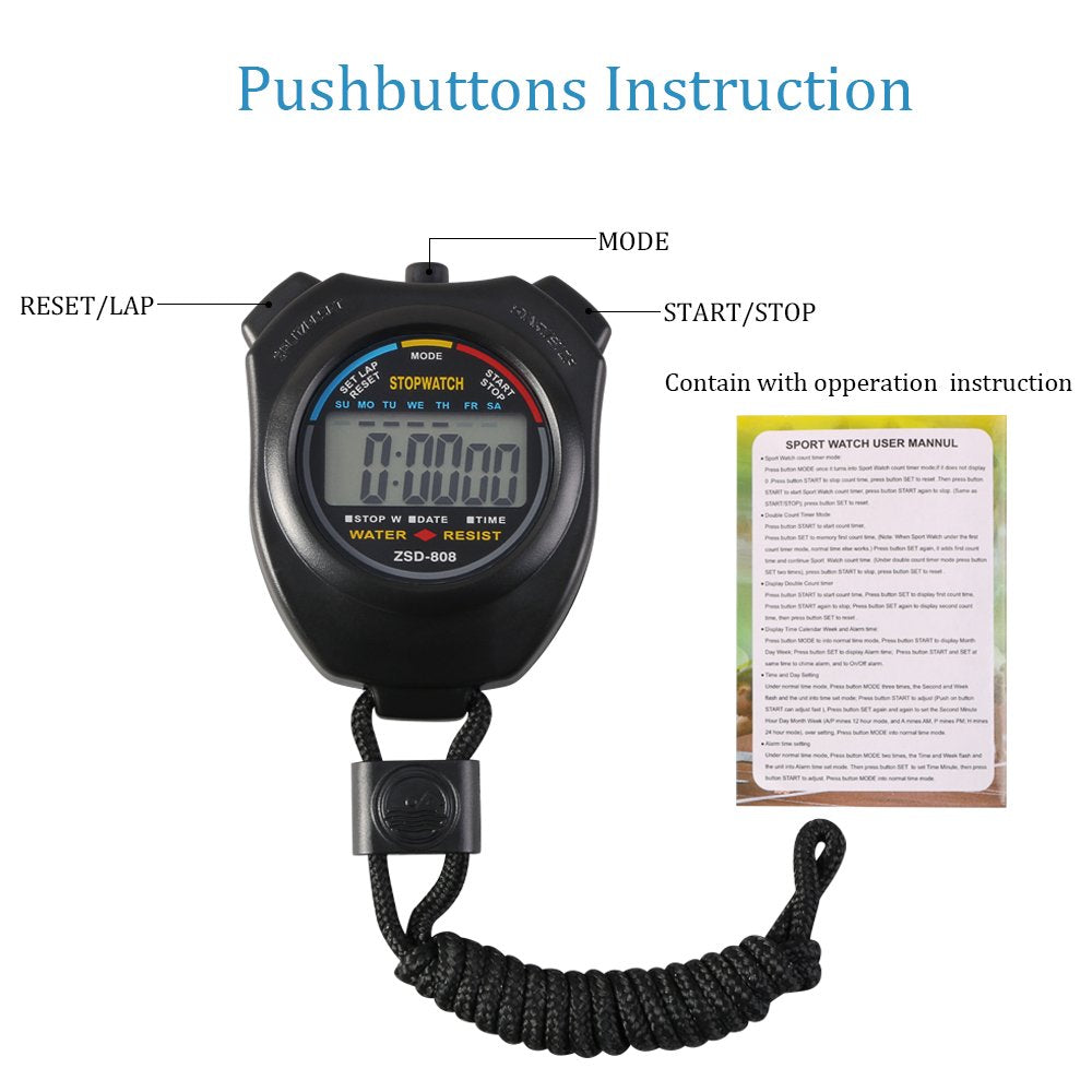 Vicloon Digital Sport Stopwatch Timer with Stainless Steel Whistle,Large LCD Display Suitable for Football,Basketball, Running,Swimming,Fitness and More