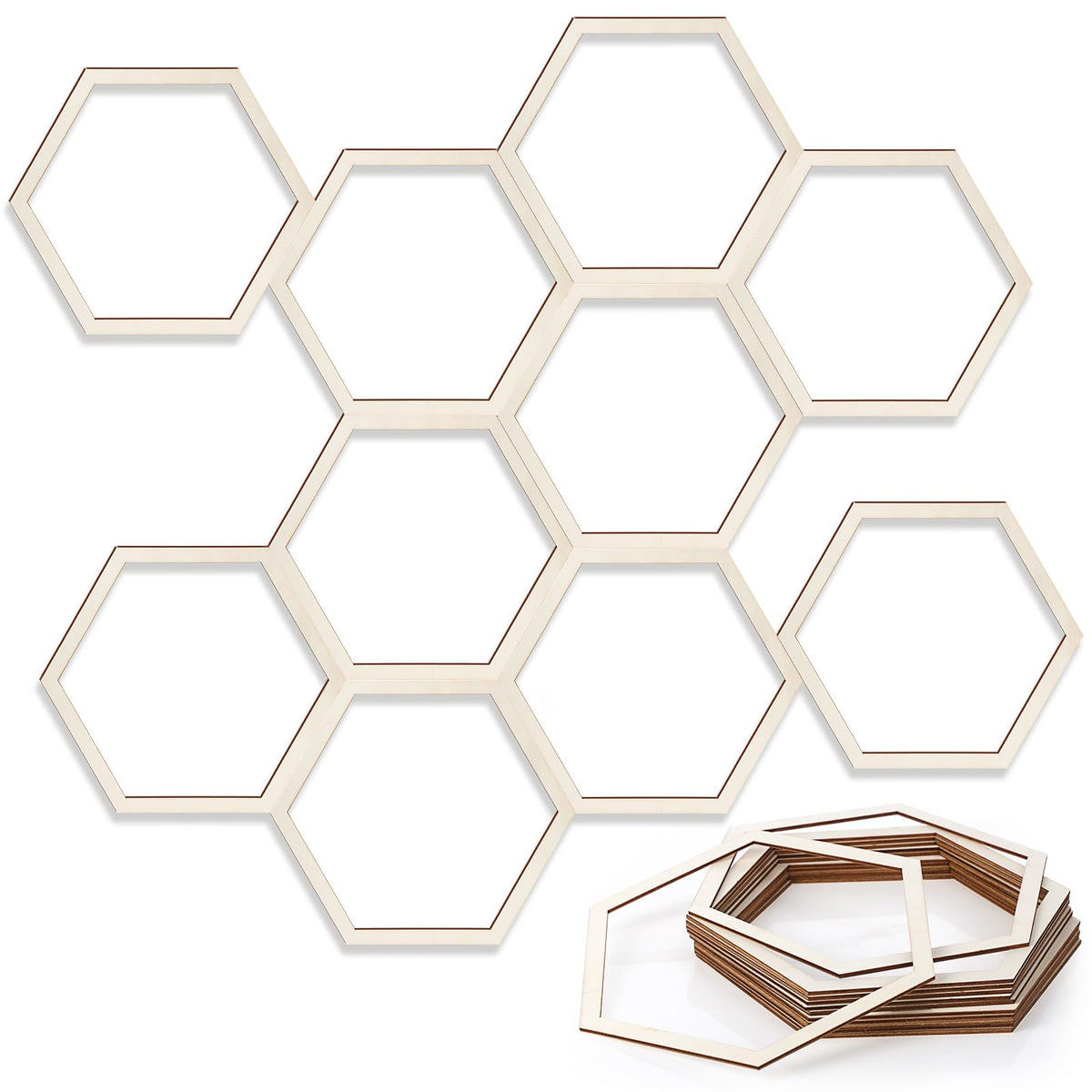 Gerrii 12 Pcs 8.2 Inch Honeycomb Decorations Unfinished Wooden Hexagon Wall Decor Hexagon Wall Stickers Decorative Wood Honeycomb Beehive Sign for Baby Shower Honeybee DIY Birthday Party Decor