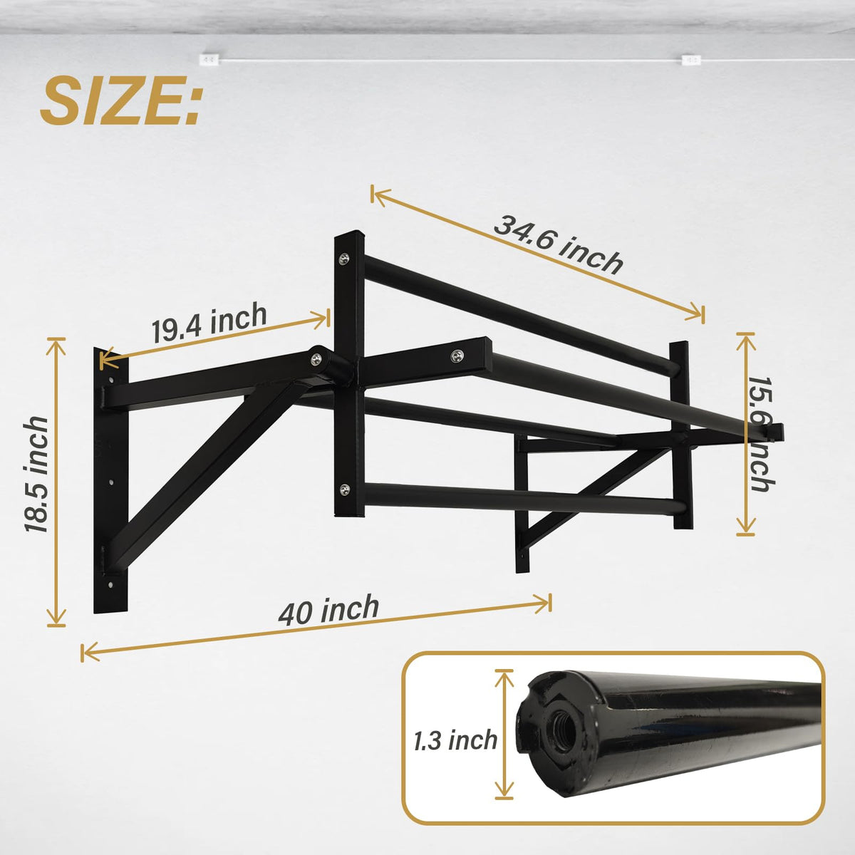 BDL Wall Mounted Rotating Pull Up Bar Speed Climbing Chin Up Bar Wall-Mounted Training Frame, Rotate or Fix Bar for Climbing Training Supports to 440 Lbs