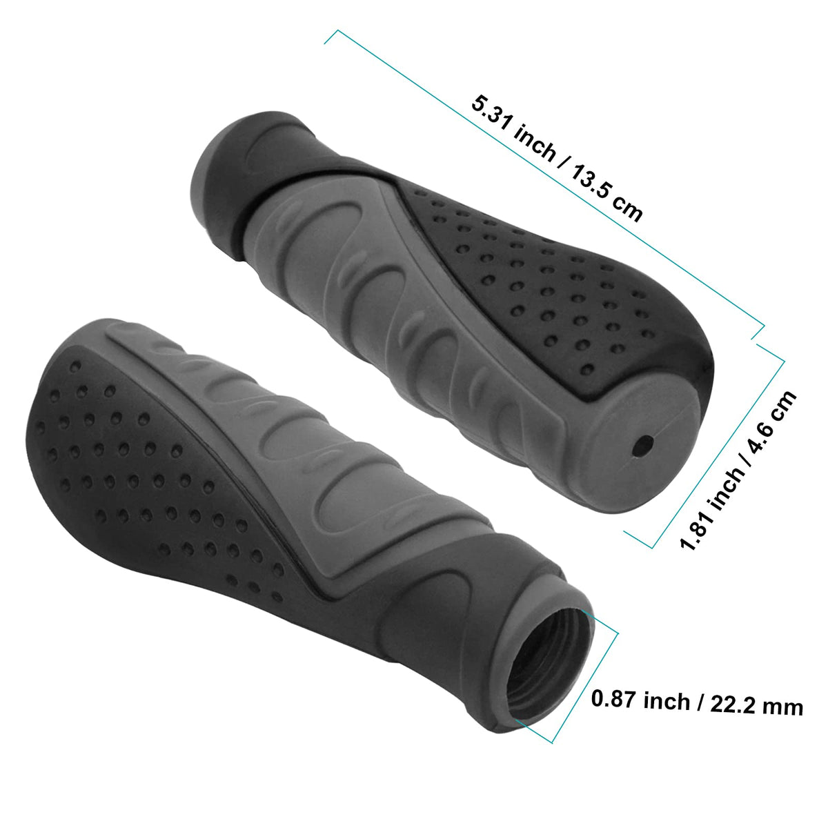 TRELC Antislip Bicycle Handlebars Grips Protector for Bicycle/Mountain Bike/Road Bike/Folding Bike (Black+Grey)