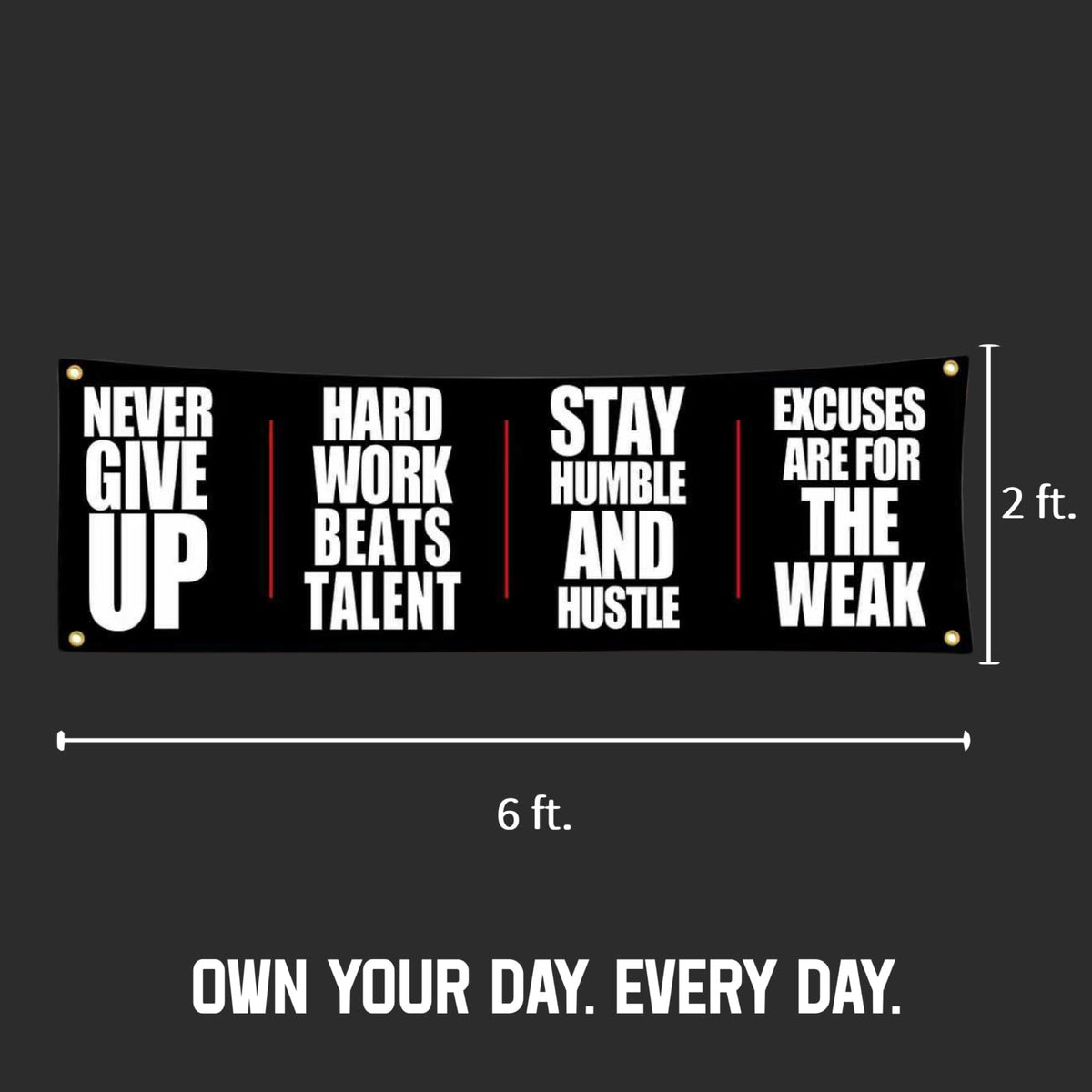 "NEVER GIVE UP" Motivational Gym Banner - Fitness Wall Art for Home Gym & Office - Workout Encouragement Tapestry with Inspirational Quote for Exercise Room and Dorm Decor
