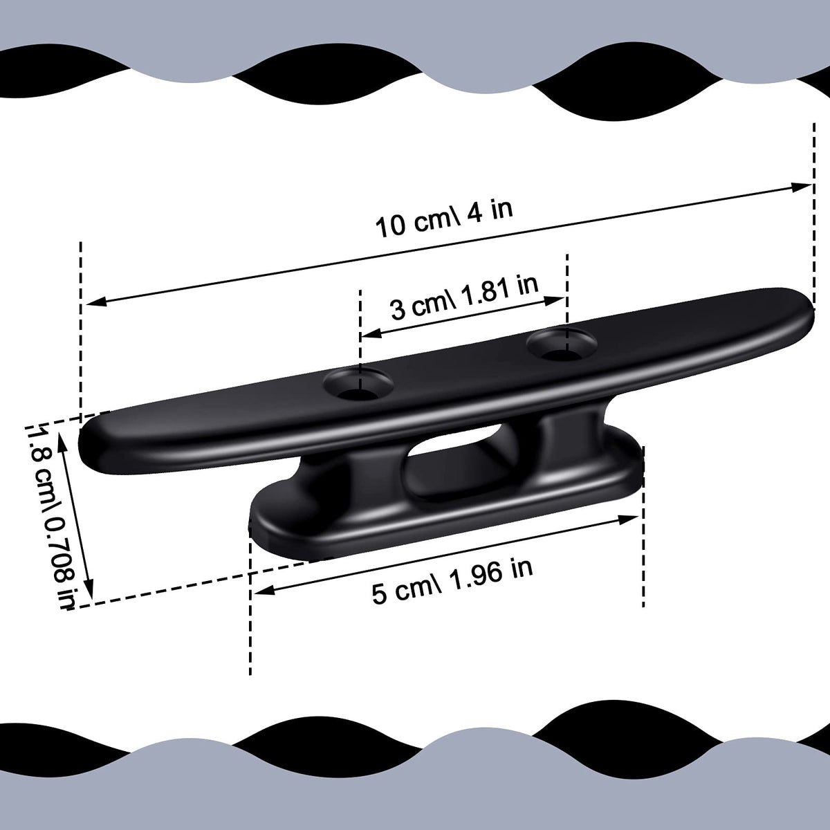 Hestya 8 Pieces Black Boat Cleats 4 Inch Nylon Kayak Dock Cleat Black Rope Cleat for Rope, Kayak, Mooring, Canoe, Tie Down, Maritime Decor