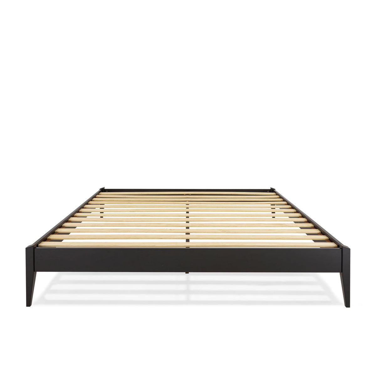Bme Dinkee King Platform Bed Frame Wood 15 Inch - Solid Wood Bed Frame - Modern & Minimalist Style - 12 Strong Wood Slat Support - Easy Assembly - No Box Spring Needed - Black