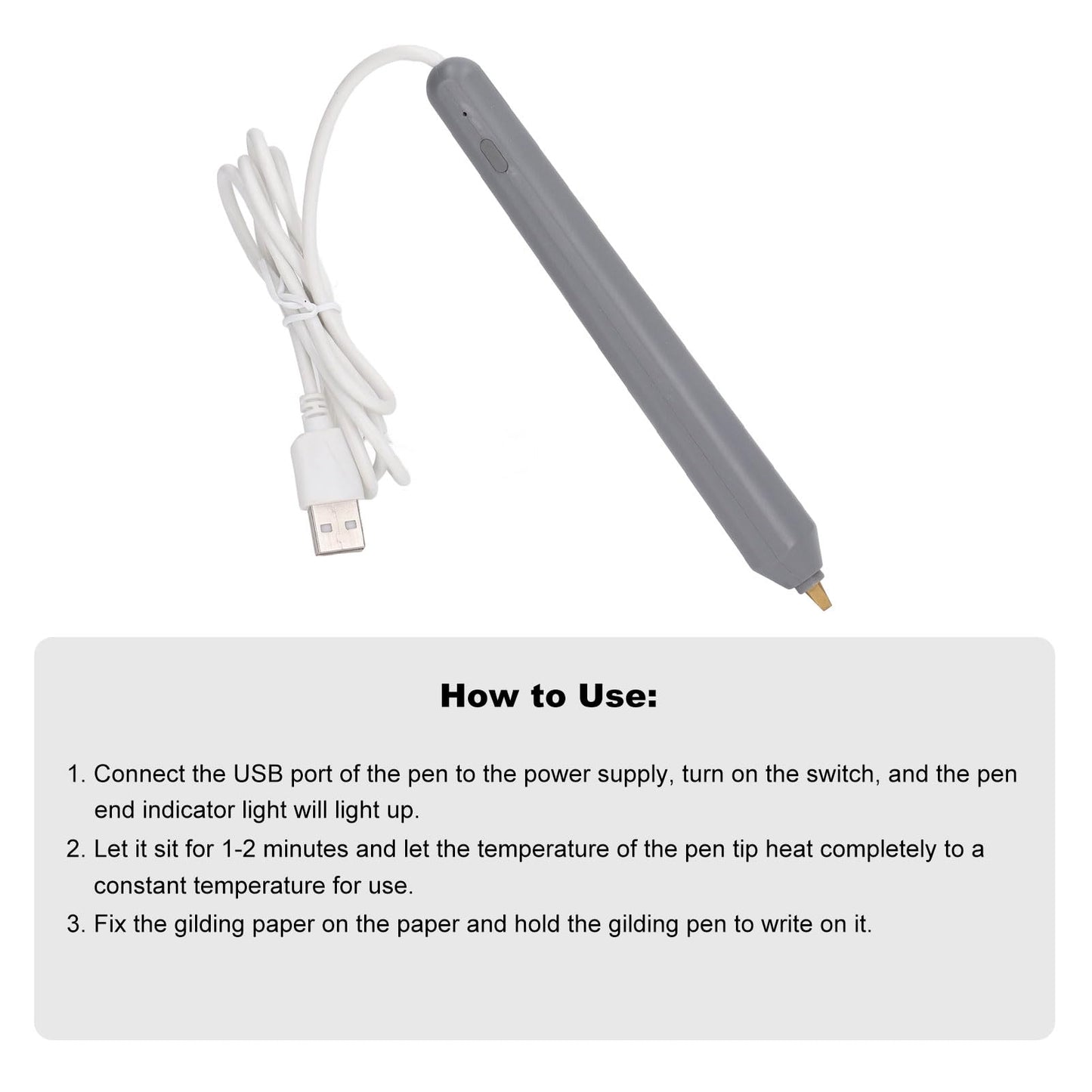 Heat Foil Pen, USB Powered Hot Foil Pen with 4 Size Metal Tips, Multipurpose Hot Foil Embossing Stamping Pen Drawing Pen for DIY Craft Embossing Card Making Scrapbooking Tool