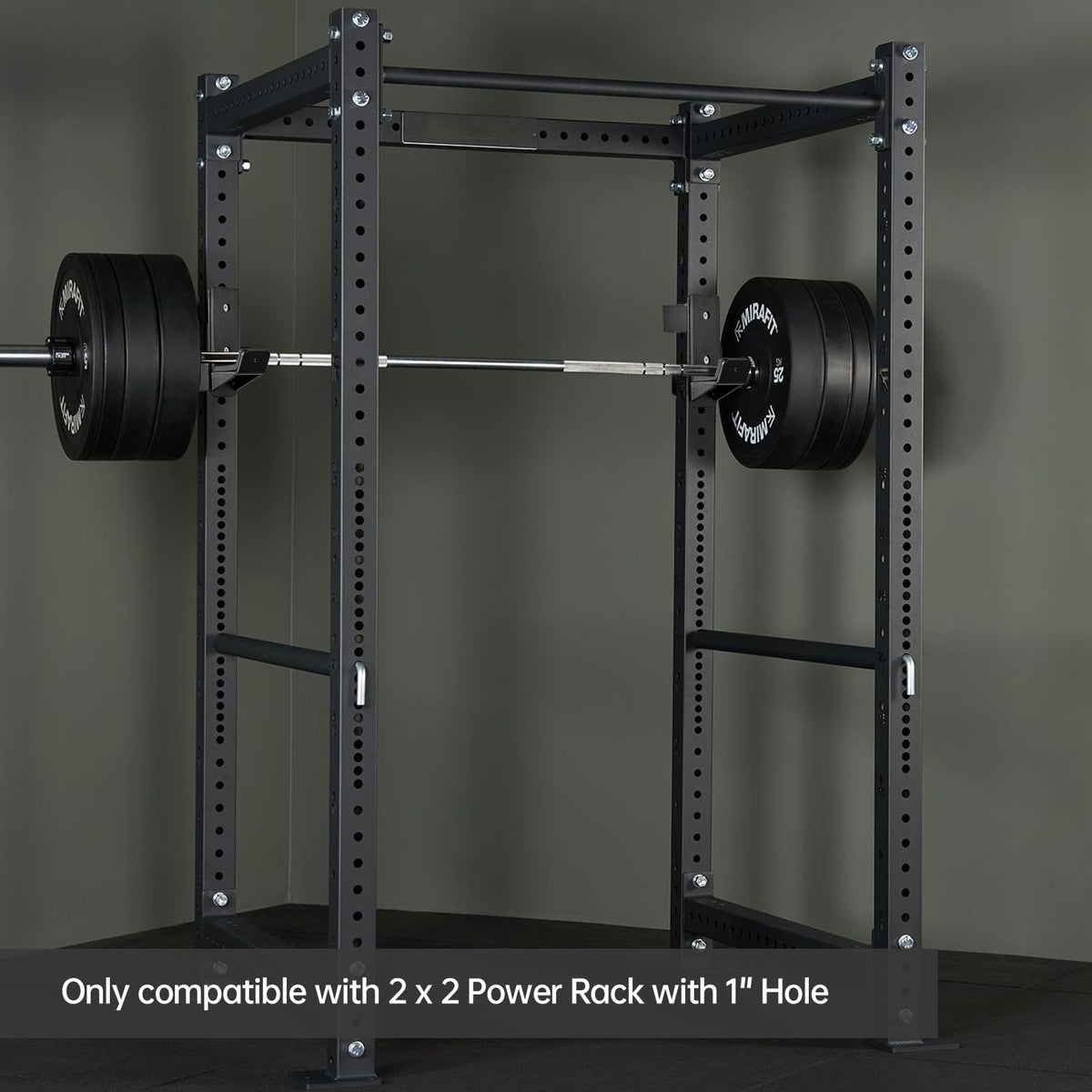 AINAFIX J Hooks for 2" x 2" Power Rack with 1" Hole, Rubber Pad J-Hook for Power Cage, Bottom Reinforced Steel J Cups for Squat Rack, Heavy Duty Barbell Holder, Black