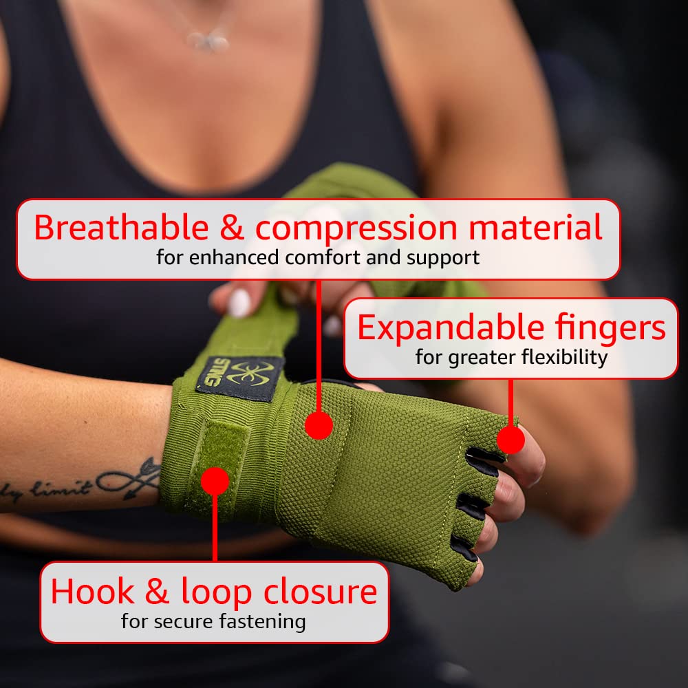 STING Elasticized Quick Boxing Hand Wrap Gloves, Boxing Equipment for MMA Competition and Training, Khaki, Small