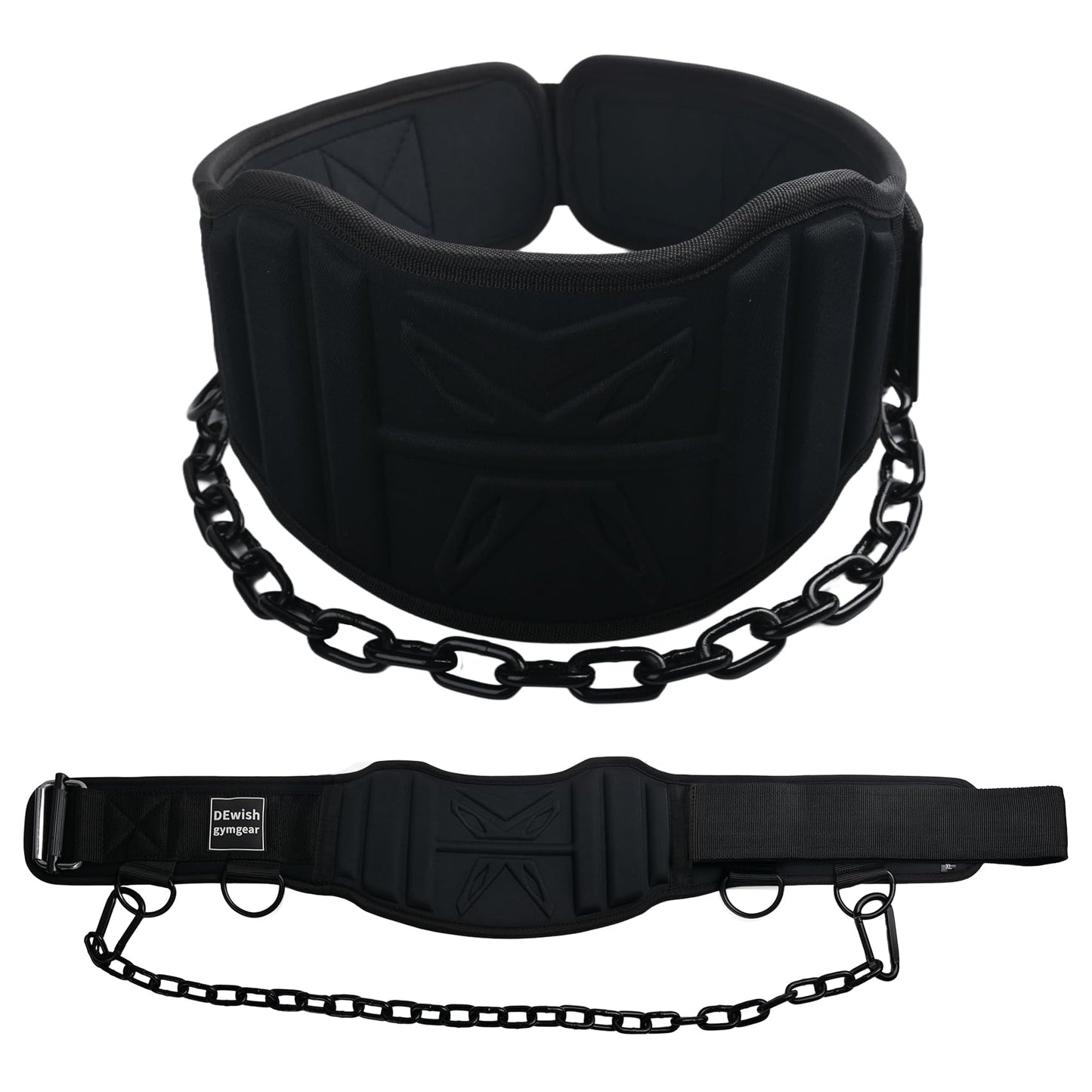 2-in-1 Weightlifting Belt & Dip Belt with 41 IN Steel Chain for Pull Up,Added Weight Training (Black, XL(40"-43"))