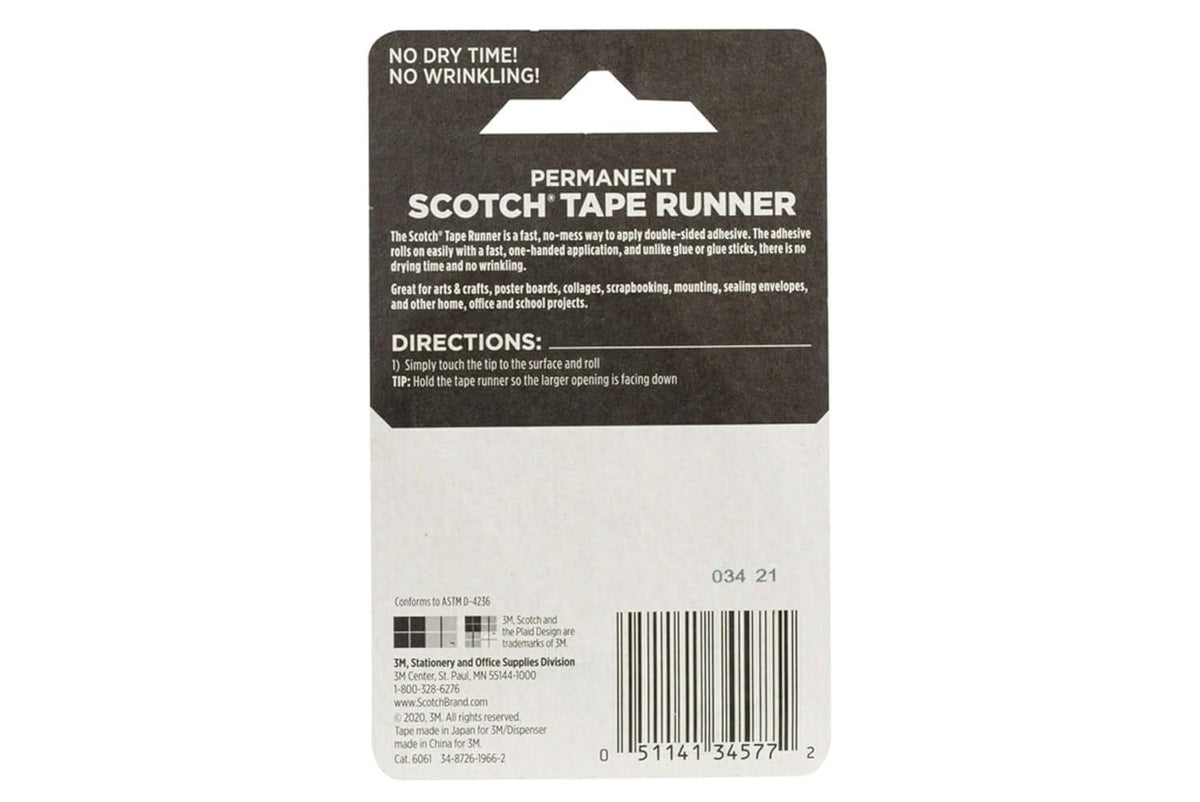 Scotch Double-Sided Permanent Adhesive Roller 0.27 in x 26 ft Refillable Acid-Free Photo-Safe Tape for Scrapbooking Card Making Crafting and Office Use, 6 Pack