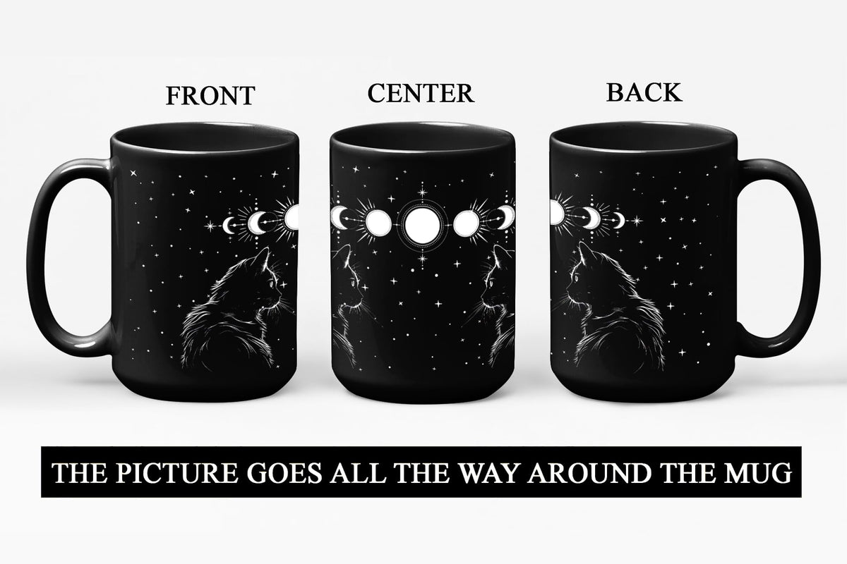 Black Cat Mug 15oz Cat Lover Gifts for Women Funny Goth Coffee Mug - Witch, Goth Decor Christmas Cup With Cats Goth Gift Witchy Gifts for Women, Men - Xmas Decorations Cats Christmas Gothic Home Decor