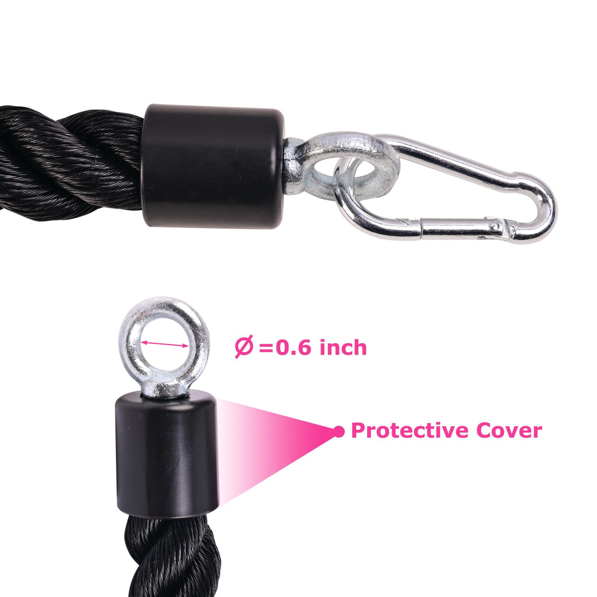 EnriQ Tricep Rope Pull Down,Heavy Duty Triceps Kit Easy to Grip & Non Slip Cable Attachment Ideal for Home Gym Face Pulls Tricep Push Down Rope System (A.2 Pack Single Grip)