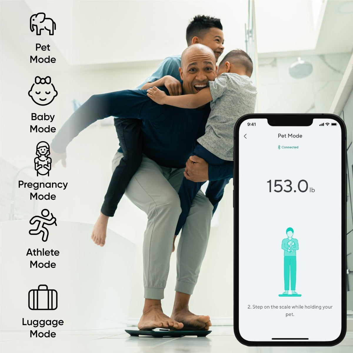 Wyze Smart Scale X - Digital Bathroom Scale for Body Weight, BMI, Body Fat, Muscle Mass, Heart Rate Monitor | Sync with Health Apps | for People, Baby & Pet, 400 lbs (Black)