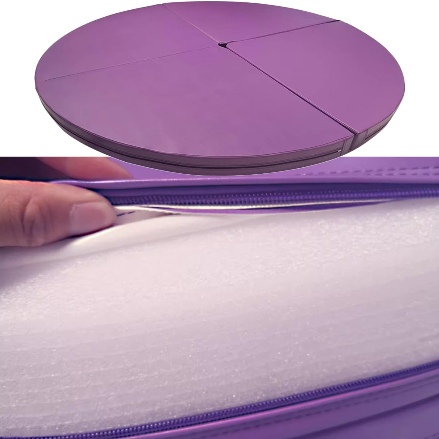 Purple Crash Mat for Pole Dancing, 3ft/3.5ft/4ft/4.5ft/5ft/5.5ft/6ft/6.5ft Large Round Folding Portable Pole Dance Crash Mat, 1.2in/2in/4in Thick Gymnastics Crash Landing Mat Pad ( Color : 180cm/5.9ft